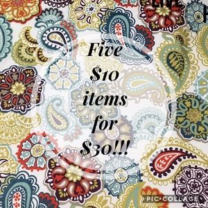 Five $10 items for $30 !!! What a deal !!! 